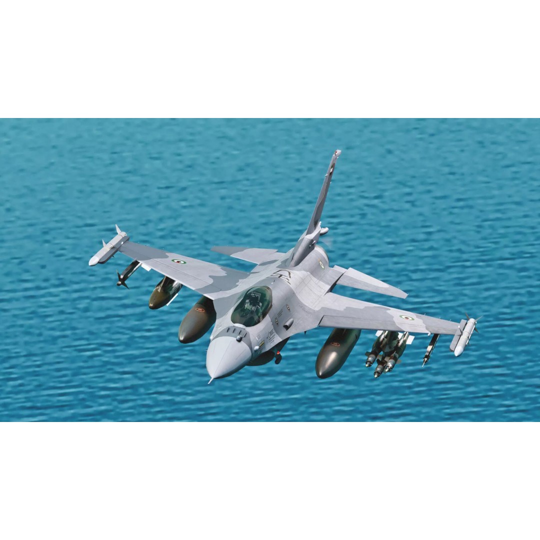 F-16 Viper 3D Model – Low Poly Rigged Aircraft with Decals, Blender - View 23