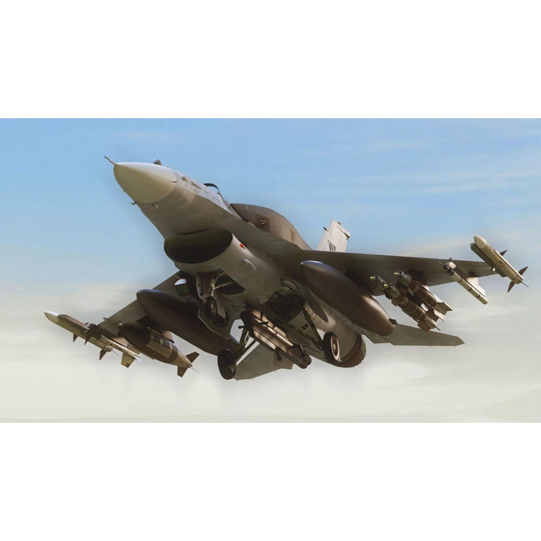 F-16 Viper 3D Model – Low Poly Rigged Aircraft with Decals, Blender - View 26