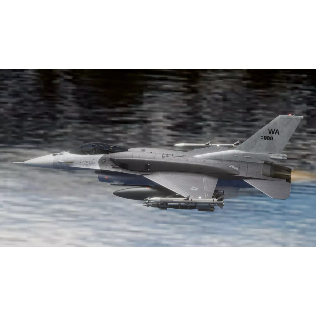 F-16 Viper 3D Model – Low Poly Rigged Aircraft with Decals, Blender - View 3