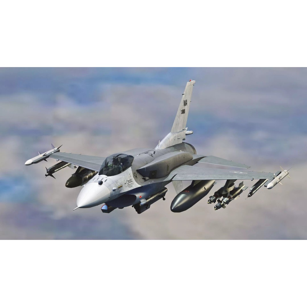 F-16 Viper 3D Model – Low Poly Rigged Aircraft with Decals, Blender - View 32