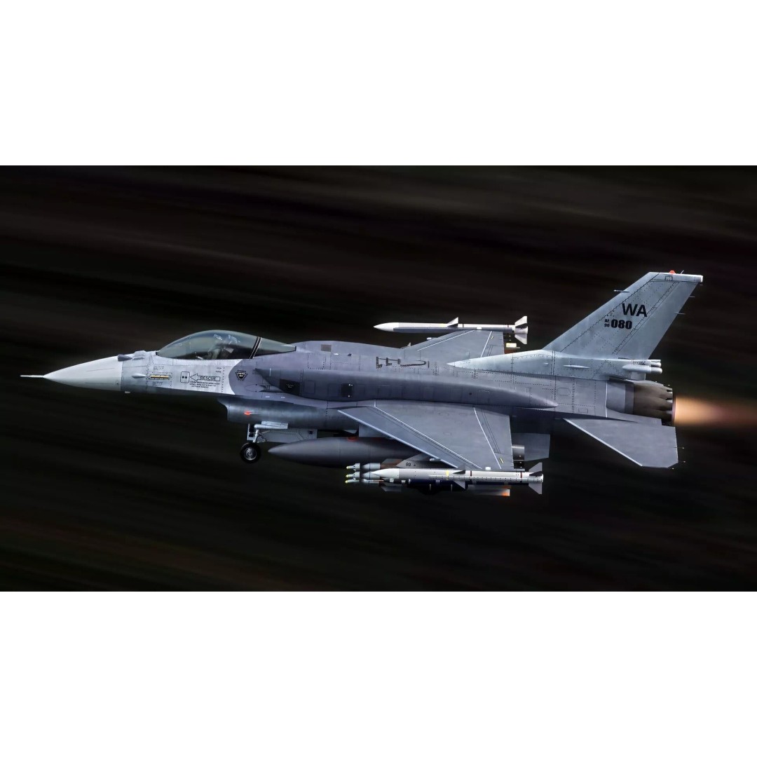 F-16 Viper 3D Model – Low Poly Rigged Aircraft with Decals, Blender - View 34