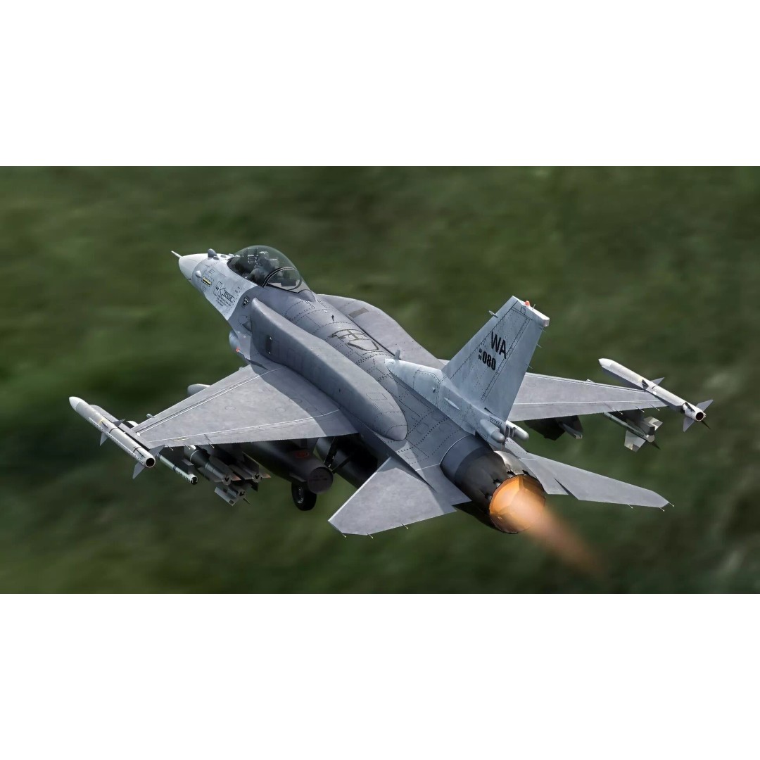 F-16 Viper 3D Model – Low Poly Rigged Aircraft with Decals, Blender - View 38