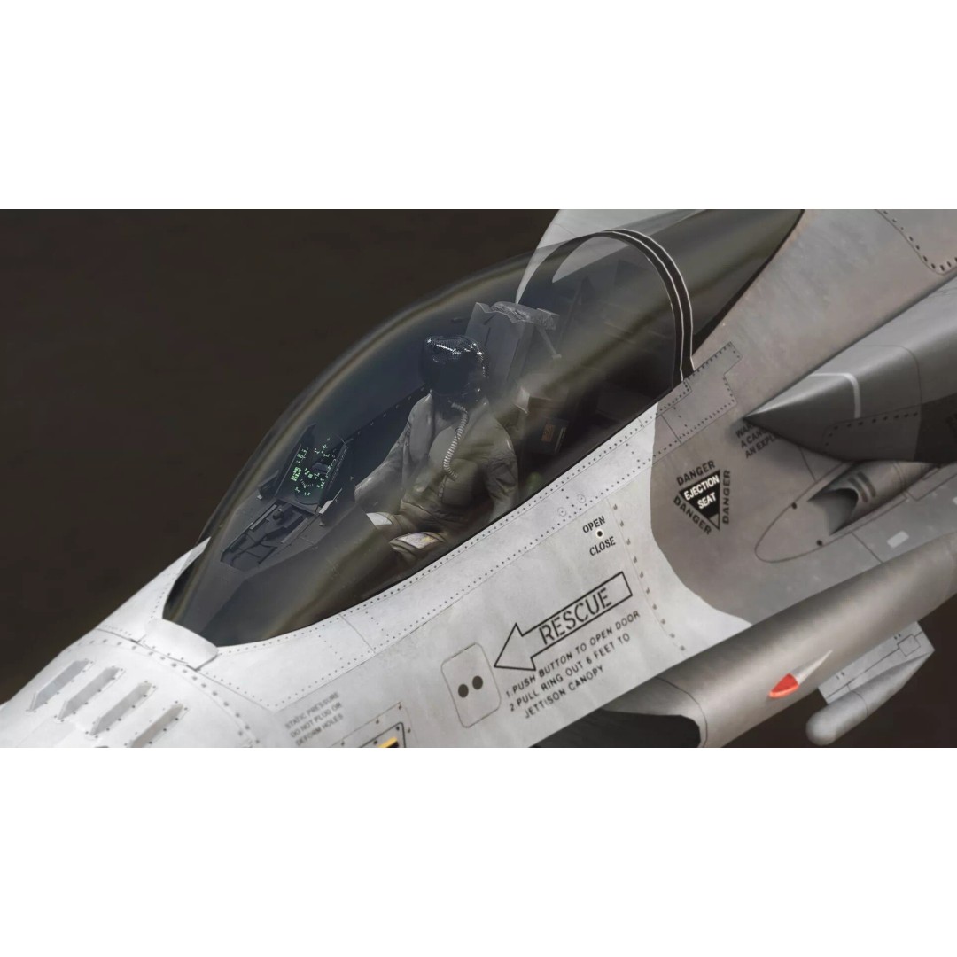F-16 Viper 3D Model – Low Poly Rigged Aircraft with Decals, Blender - View 40