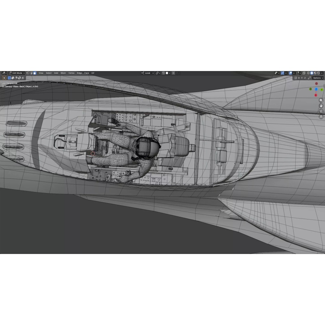 F-16 Viper 3D Model – Low Poly Rigged Aircraft with Decals, Blender - View 51