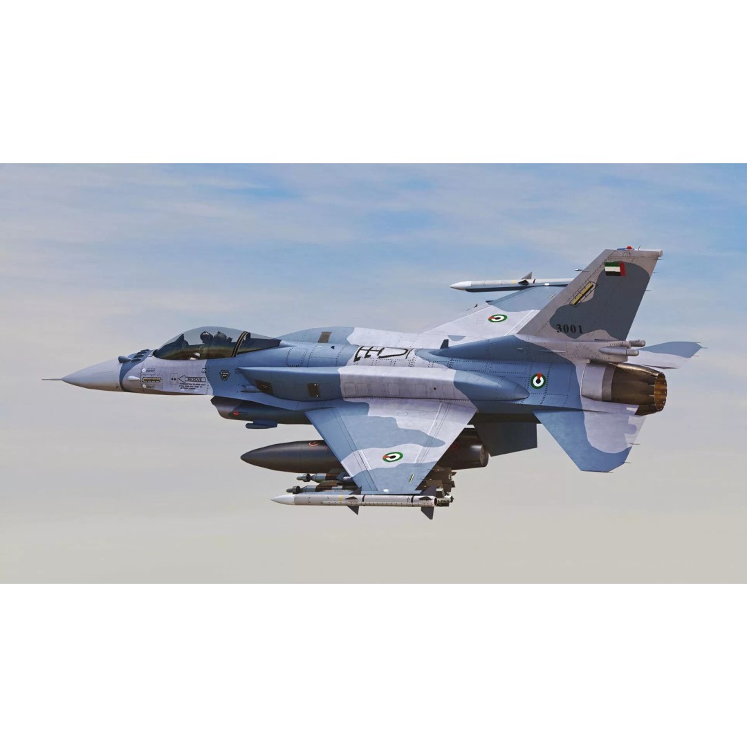 F-16 Viper 3D Model – Low Poly Rigged Aircraft with Decals, Blender - View 53