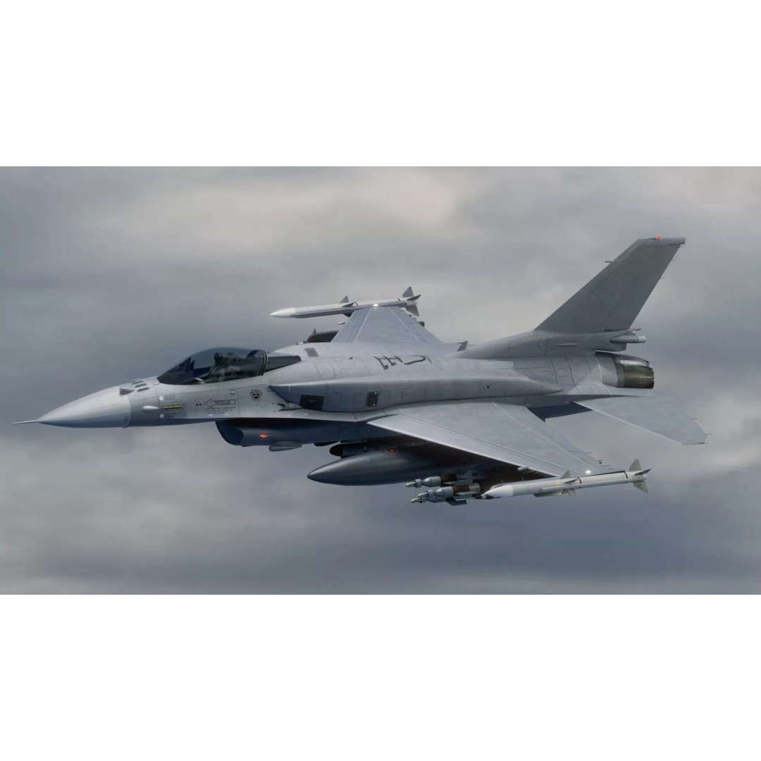 F-16 Viper 3D Model – Low Poly Rigged Aircraft with Decals, Blender - View 8