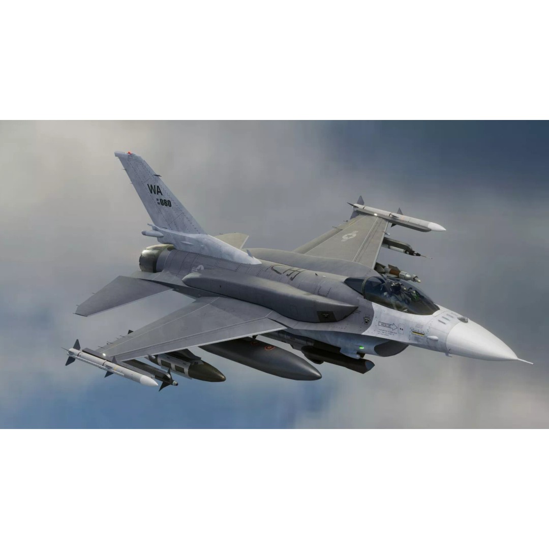 F-16 Viper 3D Model – Low Poly Rigged Aircraft with Decals, Blender - View 9