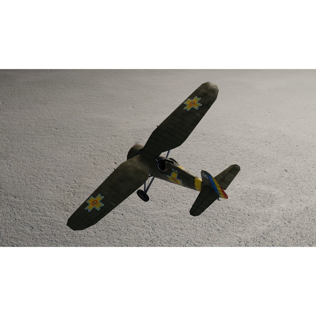 PZL P.11 3D Model – Low Poly Historic Fighter Aircraft, FBX - View 13
