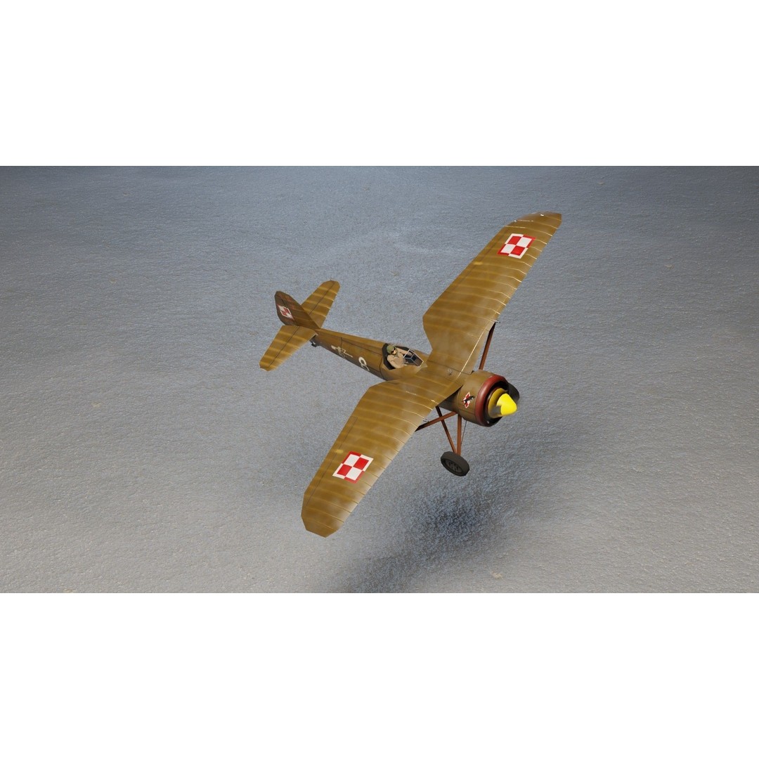 PZL P.11 3D Model – Low Poly Historic Fighter Aircraft, FBX - View 15