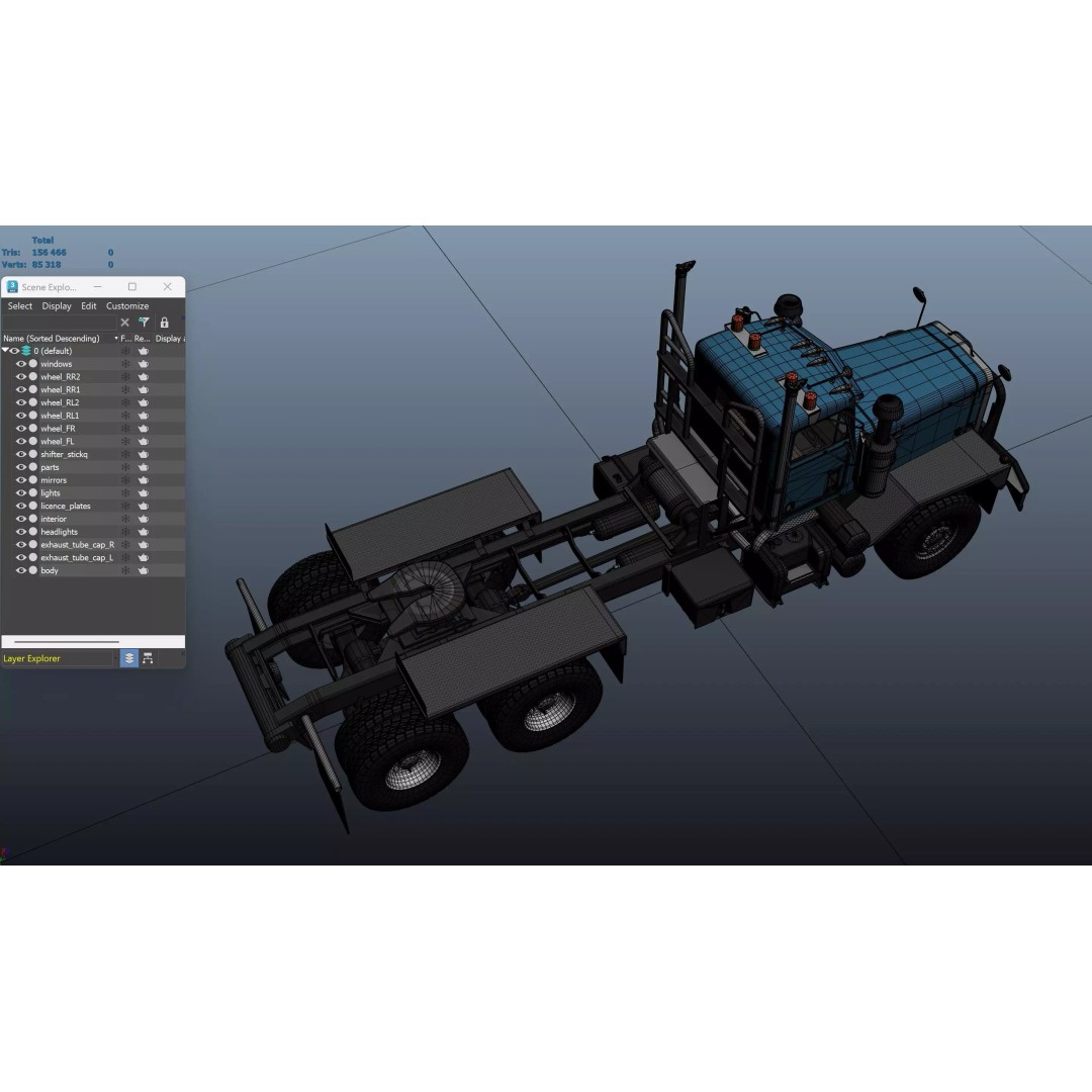 80s Offroad Heavy Truck 3D Model – Low Poly Game Asset, FBX - View 39