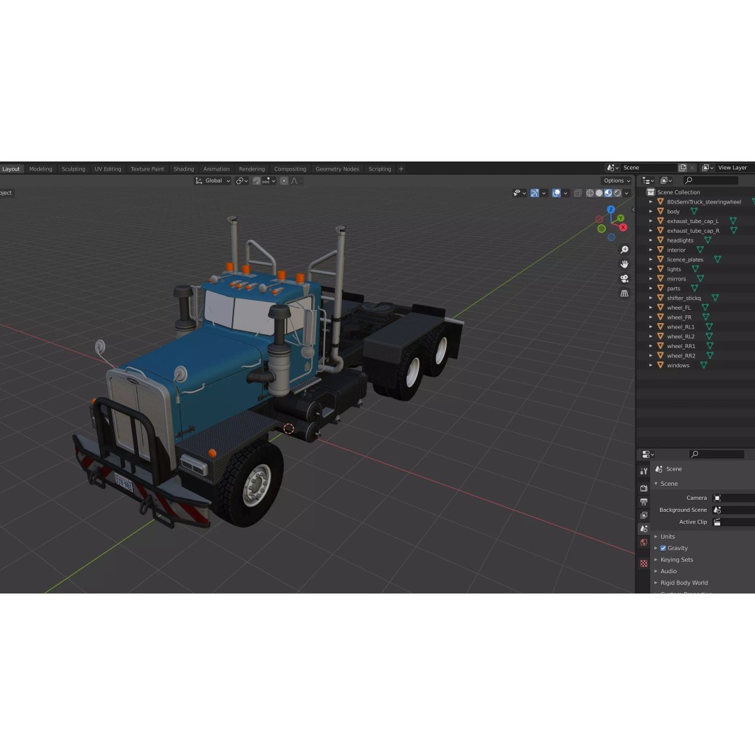 80s Offroad Heavy Truck 3D Model – Low Poly Game Asset, FBX - View 40
