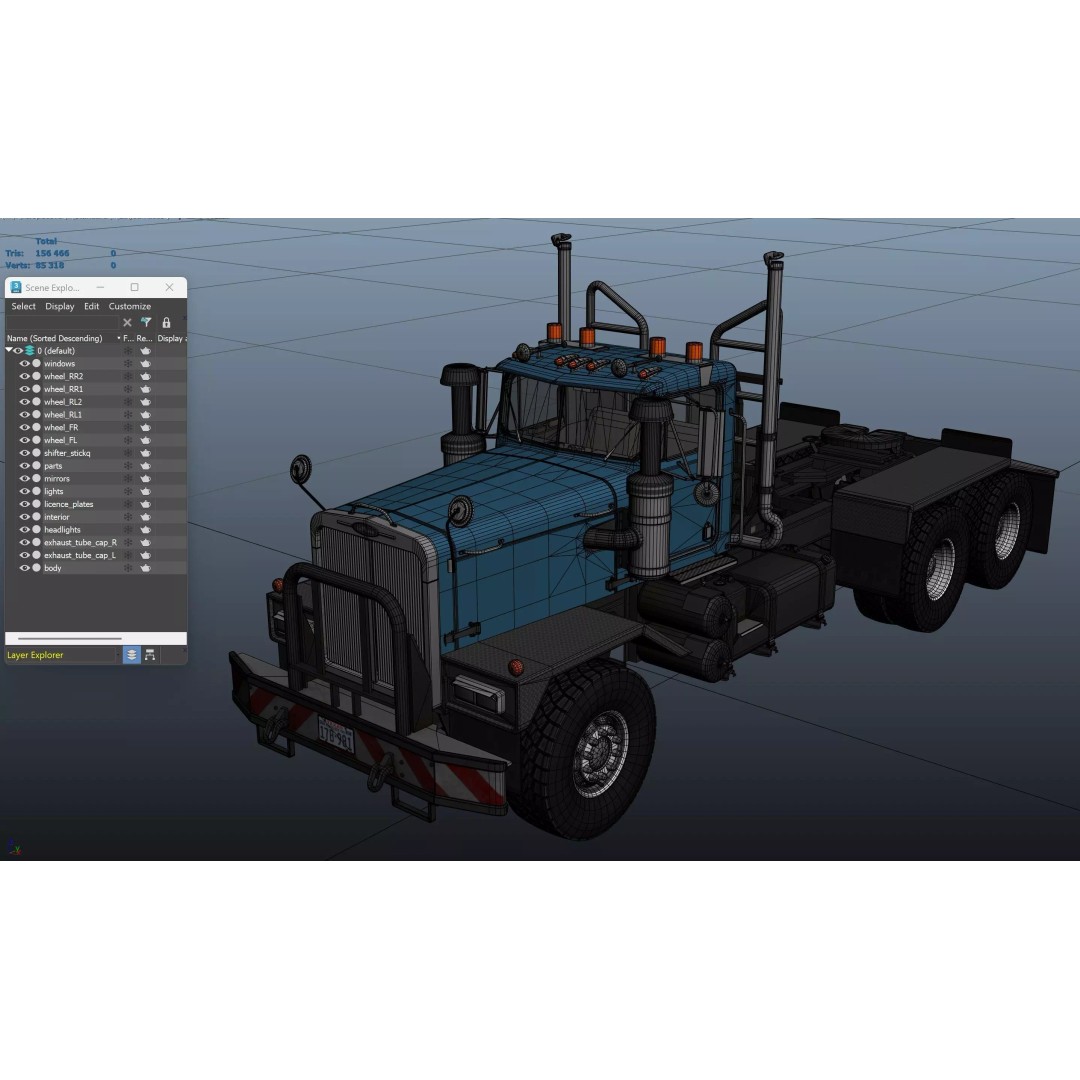 80s Offroad Heavy Truck 3D Model – Low Poly Game Asset, FBX - View 43
