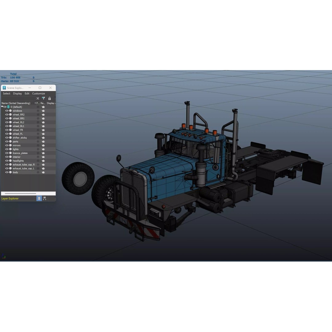 80s Offroad Heavy Truck 3D Model – Low Poly Game Asset, FBX - View 44