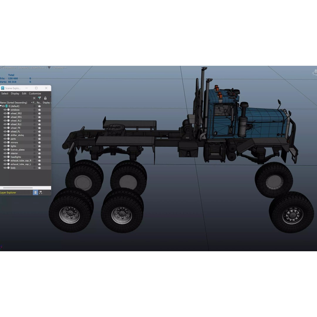 80s Offroad Heavy Truck 3D Model – Low Poly Game Asset, FBX - View 46