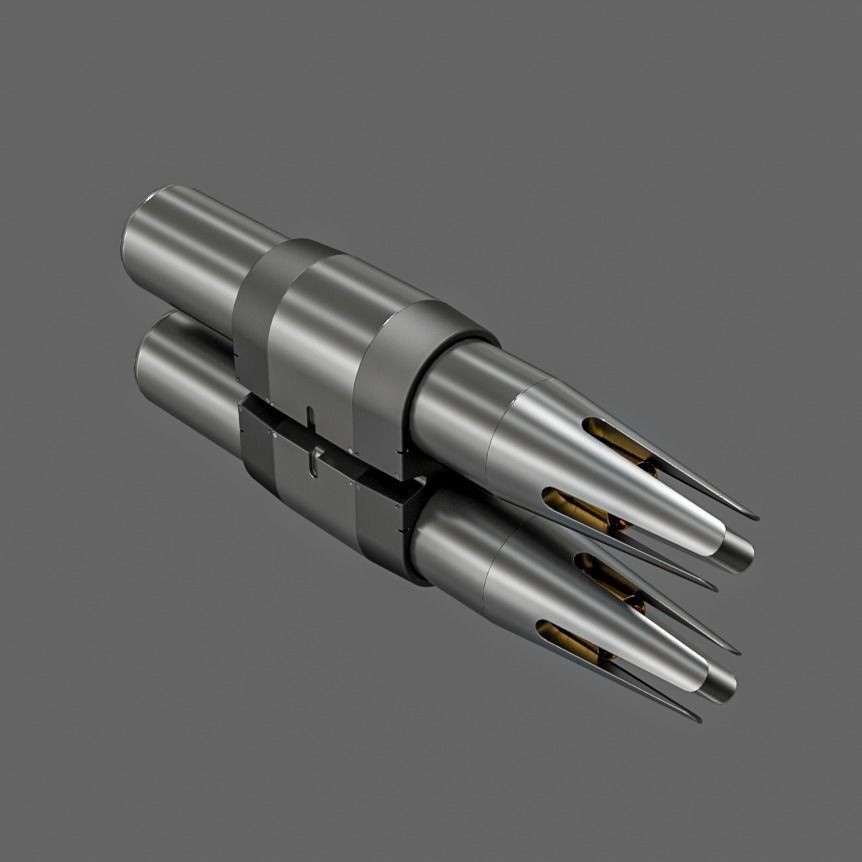 Sci-Fi Gun Barrel Set 3D Model – Futuristic Weapon Kit, FBX & OBJ - View 24