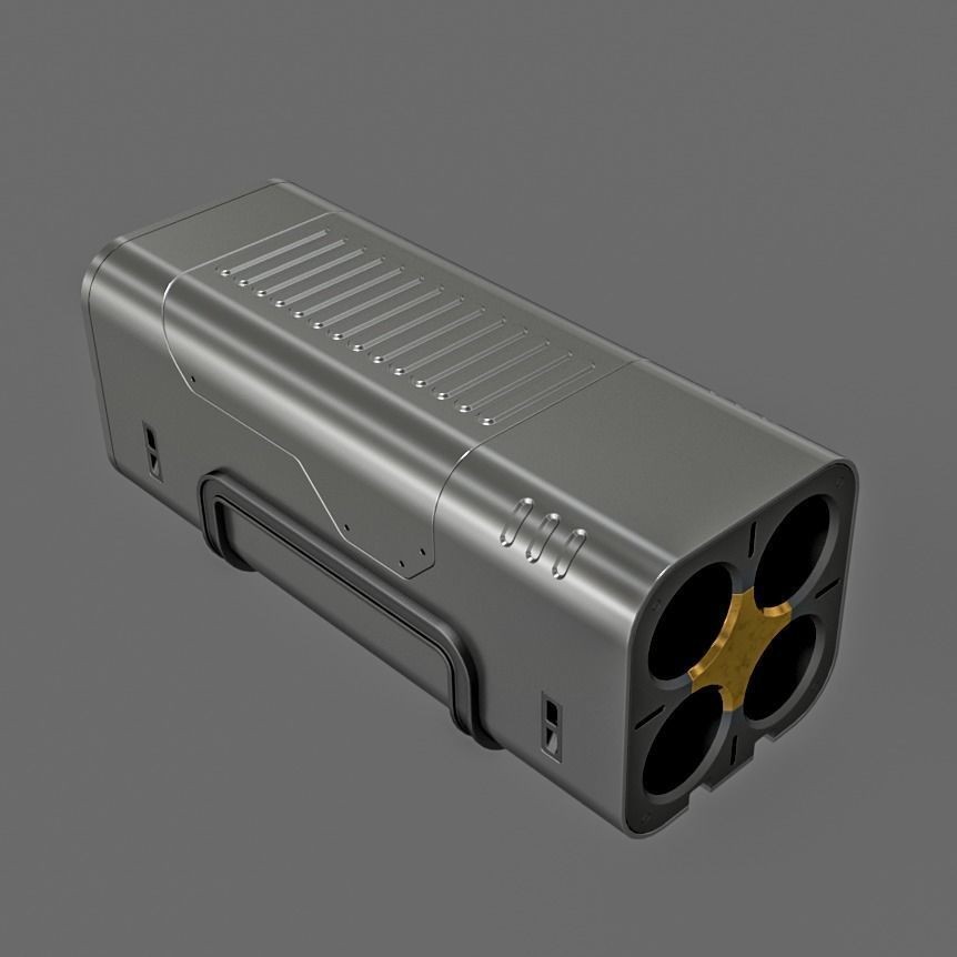 Sci-Fi Gun Barrel Set 3D Model – Futuristic Weapon Kit, FBX & OBJ - View 3