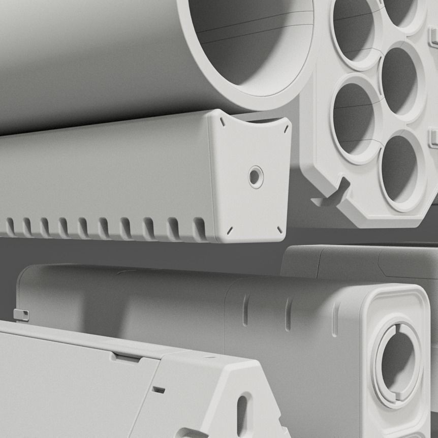 Sci-Fi Gun Barrel Set 3D Model – Futuristic Weapon Kit, FBX & OBJ - View 37