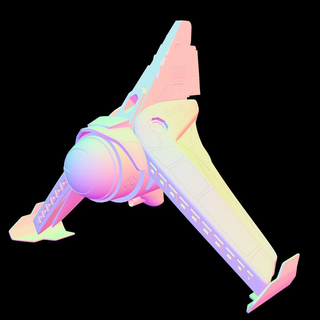 Spaceship 3D Model – Low Poly Game Asset, FBX, OBJ, Blender