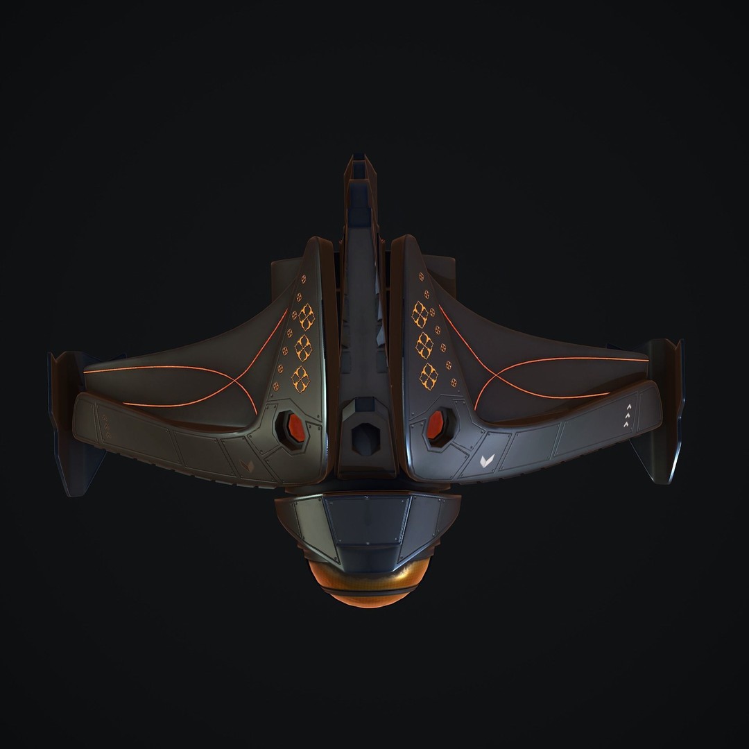 Spaceship 3D Model – Low Poly Game Asset, FBX, OBJ, Blender - View 13