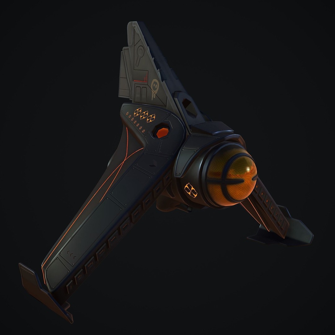 Spaceship 3D Model – Low Poly Game Asset, FBX, OBJ, Blender - View 15
