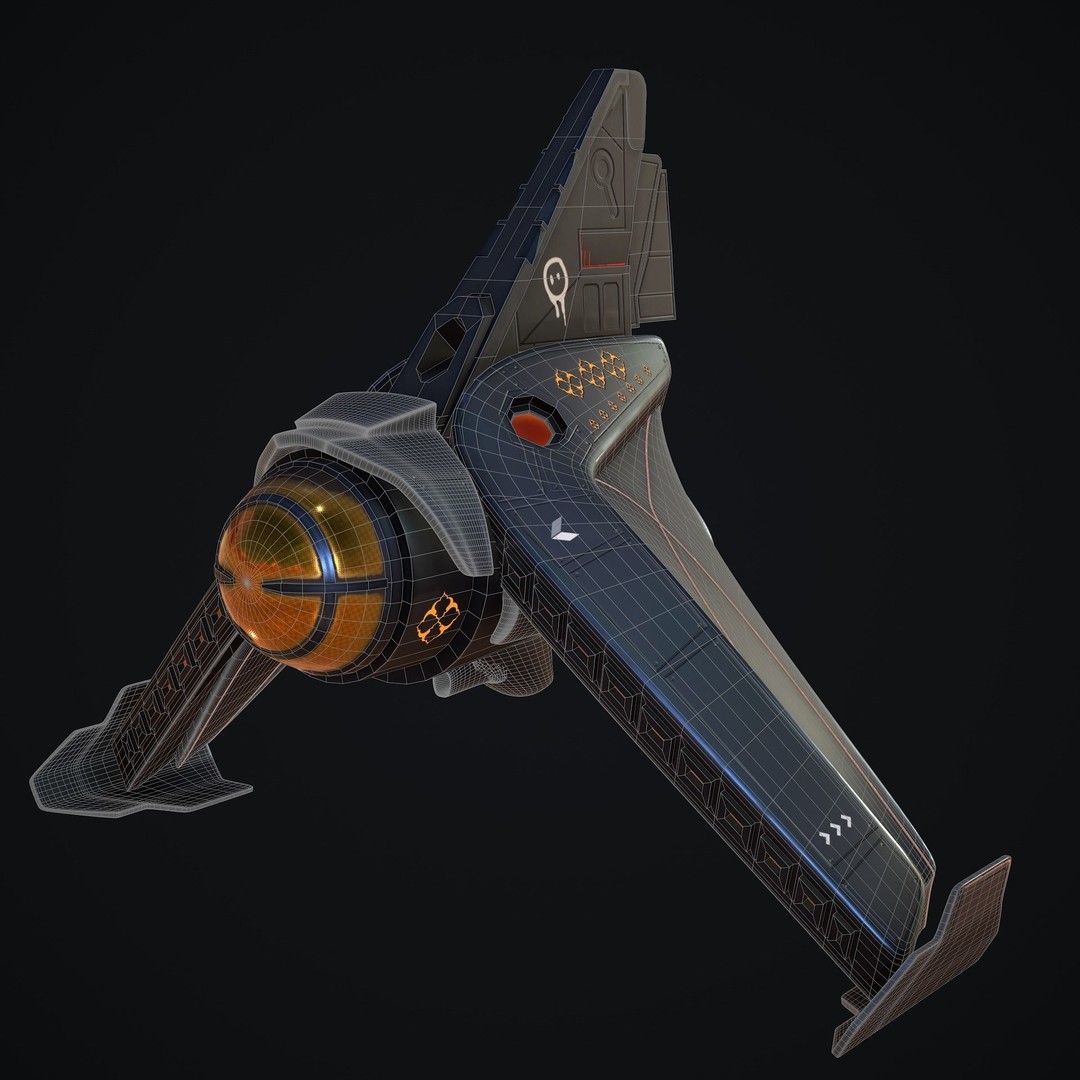 Spaceship 3D Model – Low Poly Game Asset, FBX, OBJ, Blender - View 17