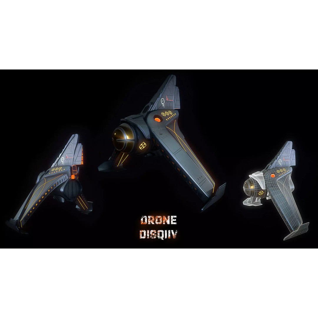 Spaceship 3D Model – Low Poly Game Asset, FBX, OBJ, Blender - View 2