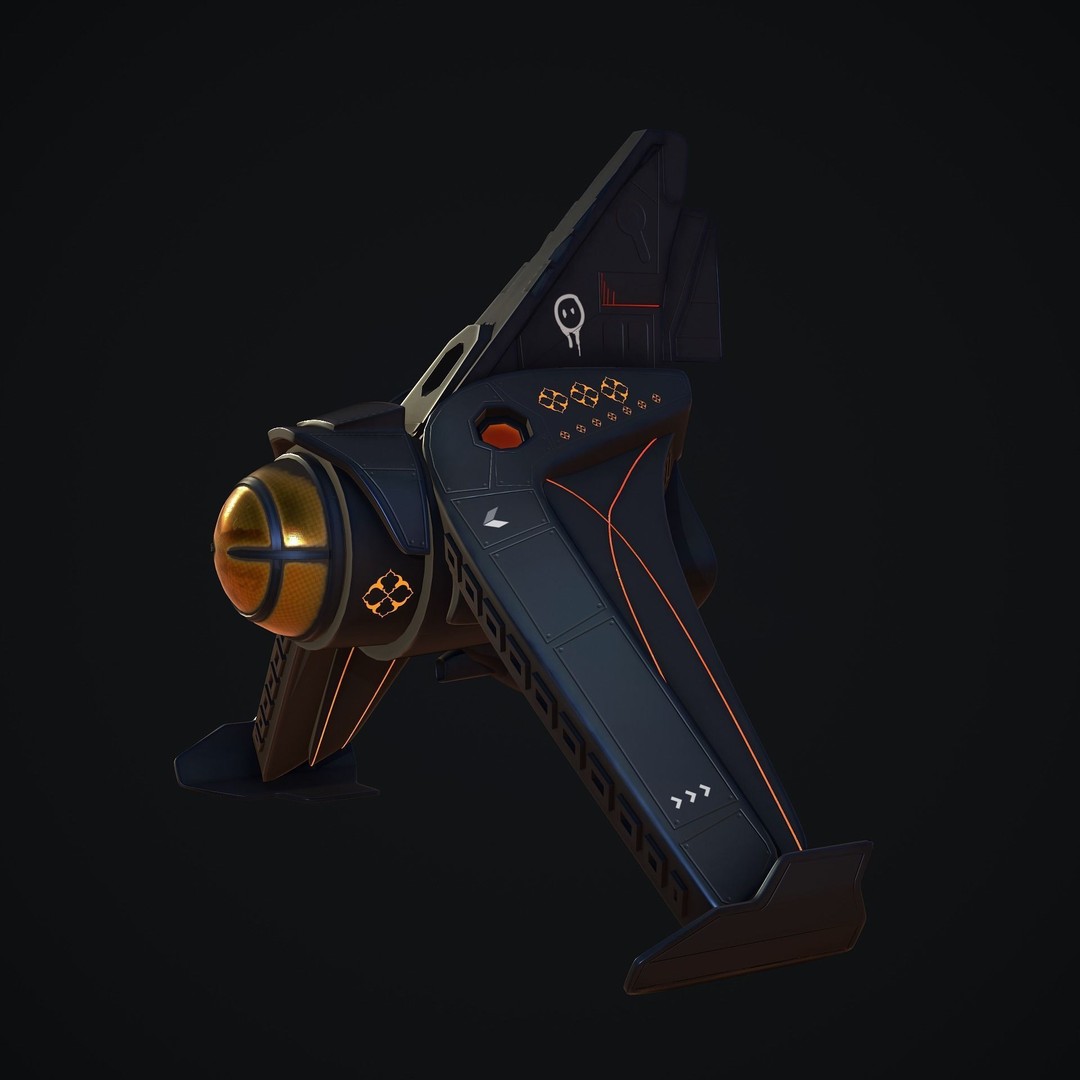 Spaceship 3D Model – Low Poly Game Asset, FBX, OBJ, Blender - View 4