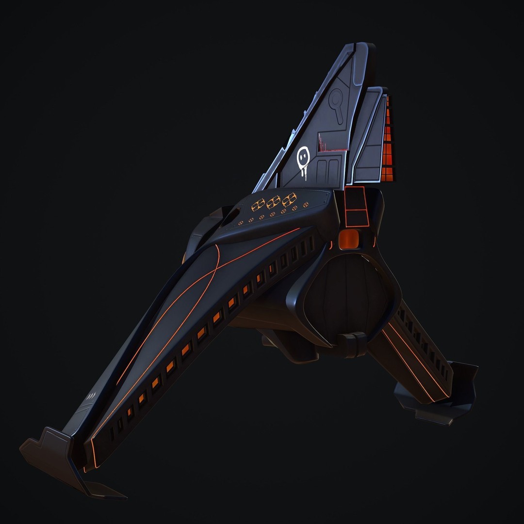 Spaceship 3D Model – Low Poly Game Asset, FBX, OBJ, Blender - View 6