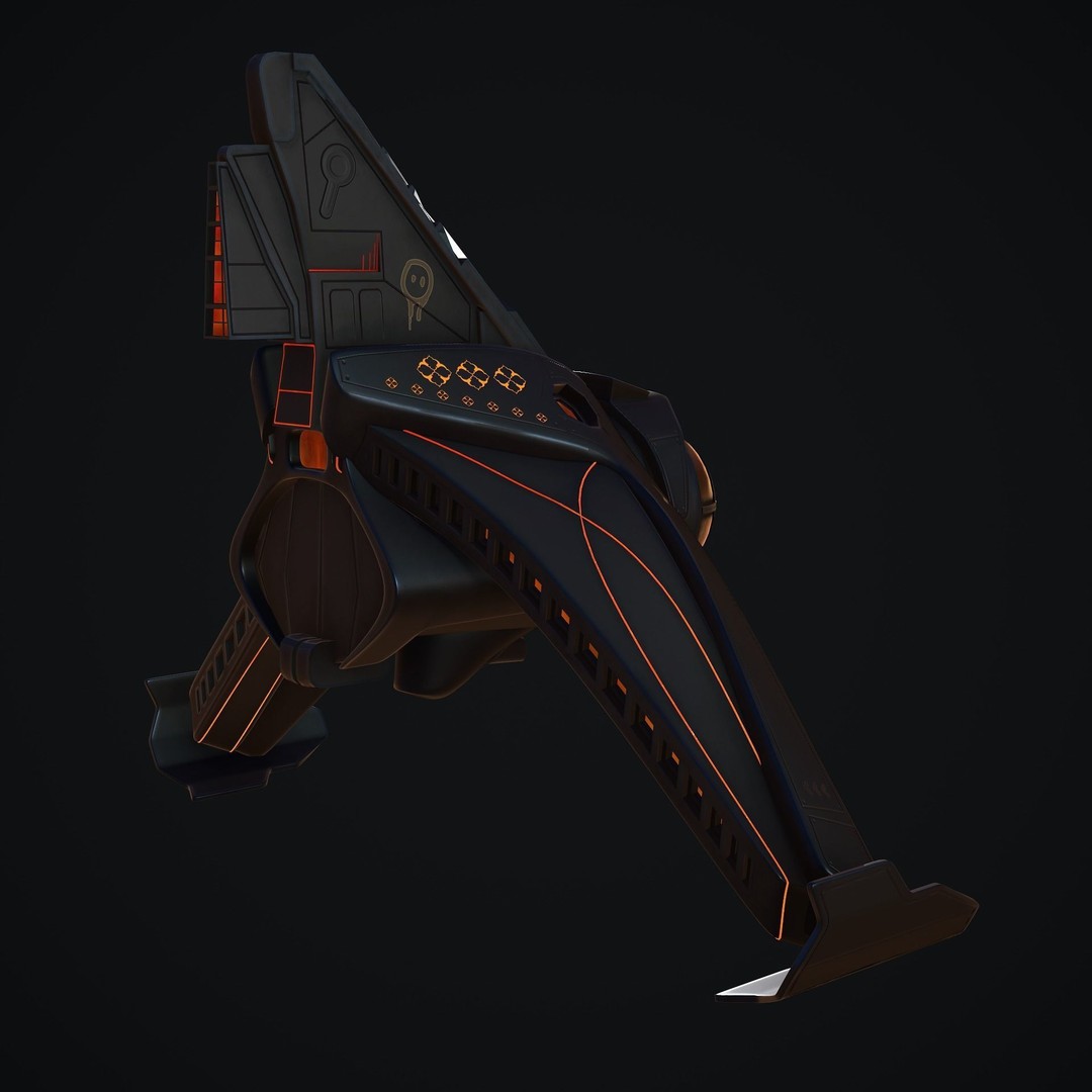 Spaceship 3D Model – Low Poly Game Asset, FBX, OBJ, Blender - View 8