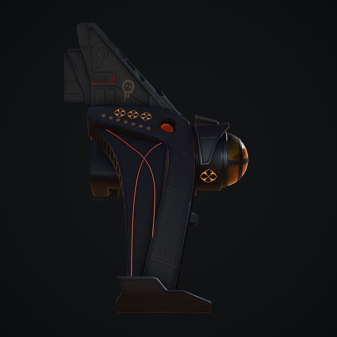 Spaceship 3D Model – Low Poly Game Asset, FBX, OBJ, Blender - View 9