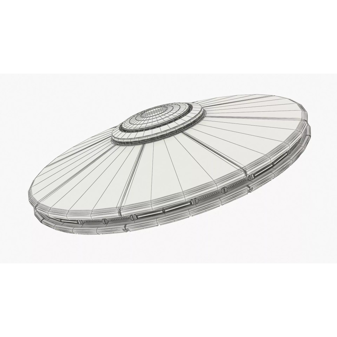 Futuristic UFO Disc Craft 3D Model – High Poly PBR Asset, FBX - View 11