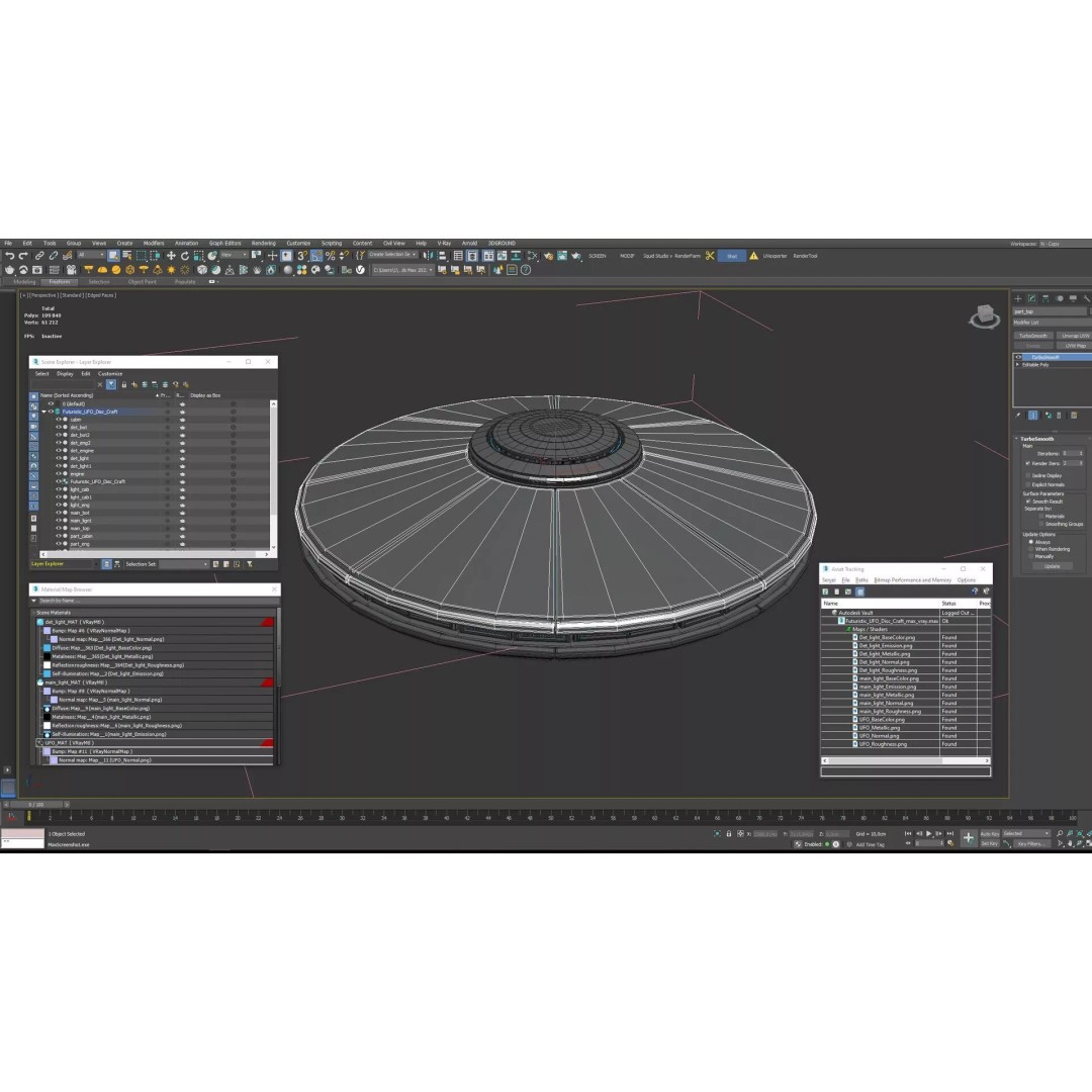 Futuristic UFO Disc Craft 3D Model – High Poly PBR Asset, FBX - View 15