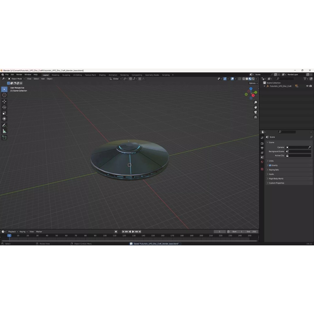 Futuristic UFO Disc Craft 3D Model – High Poly PBR Asset, FBX - View 16