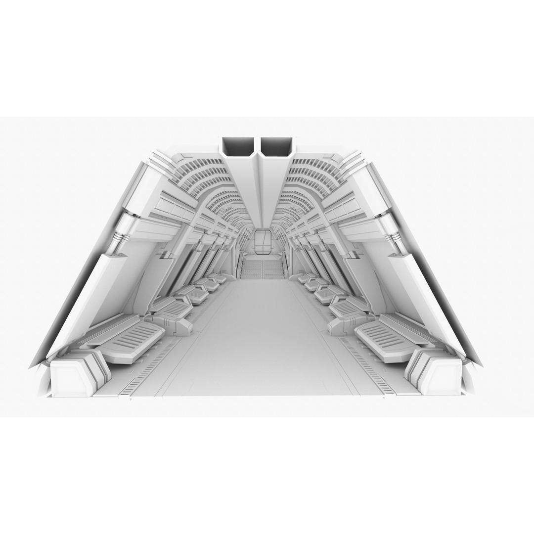 Spaceship Corridor 3D Model – Futuristic Interior Asset, FBX - View 10