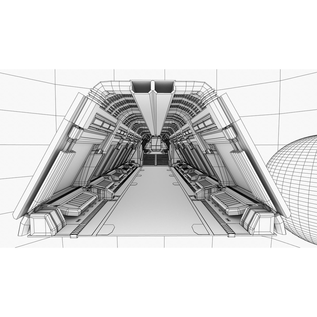 Spaceship Corridor 3D Model – Futuristic Interior Asset, FBX - View 11