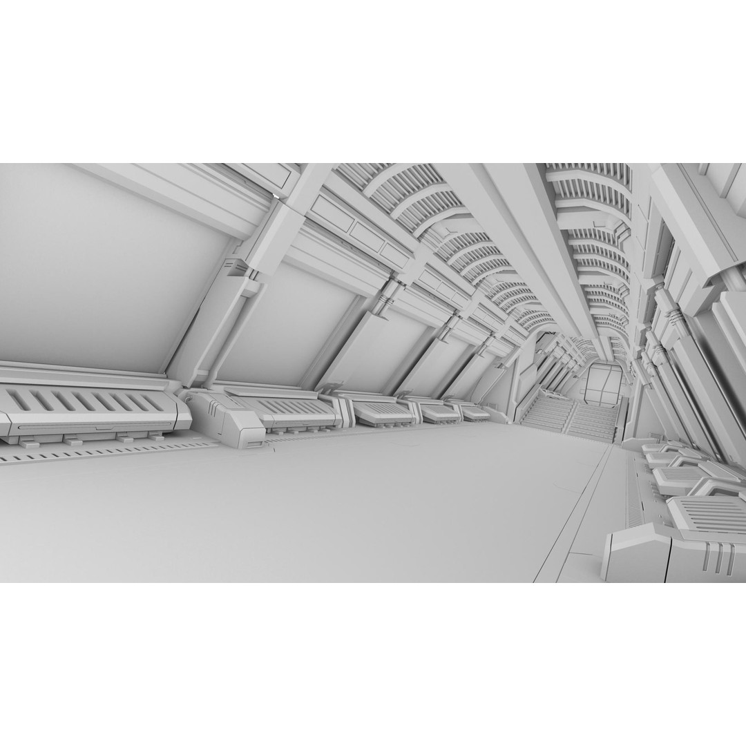 Spaceship Corridor 3D Model – Futuristic Interior Asset, FBX - View 12