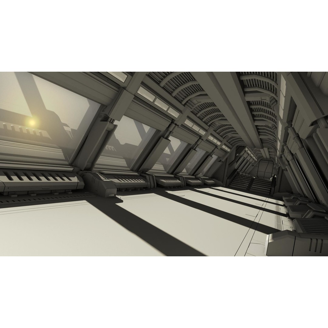 Spaceship Corridor 3D Model – Futuristic Interior Asset, FBX - View 13