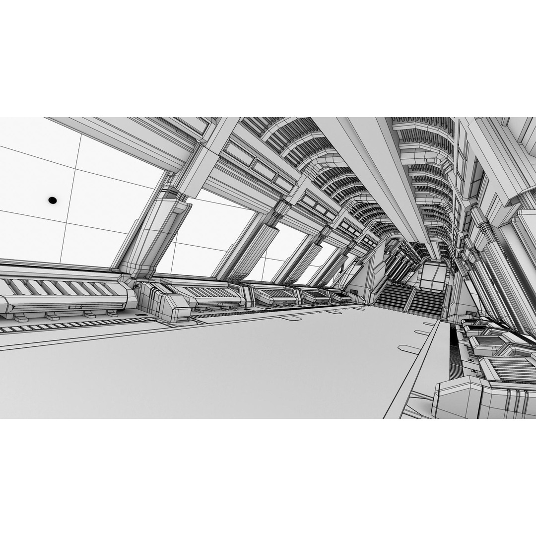 Spaceship Corridor 3D Model – Futuristic Interior Asset, FBX - View 14