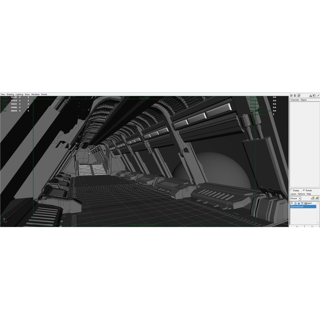 Spaceship Corridor 3D Model – Futuristic Interior Asset, FBX - View 24