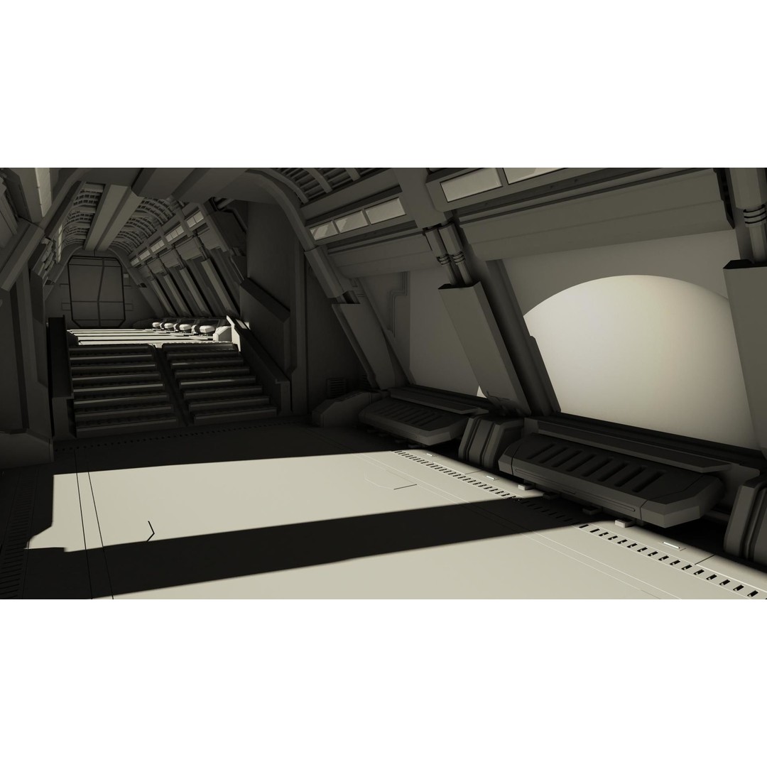 Spaceship Corridor 3D Model – Futuristic Interior Asset, FBX - View 7