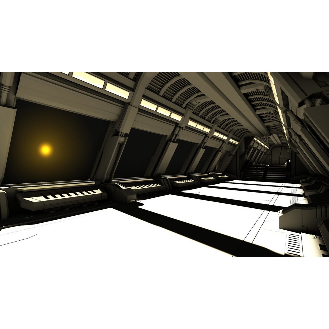 Spaceship Corridor 3D Model – Futuristic Interior Asset, FBX - View 9