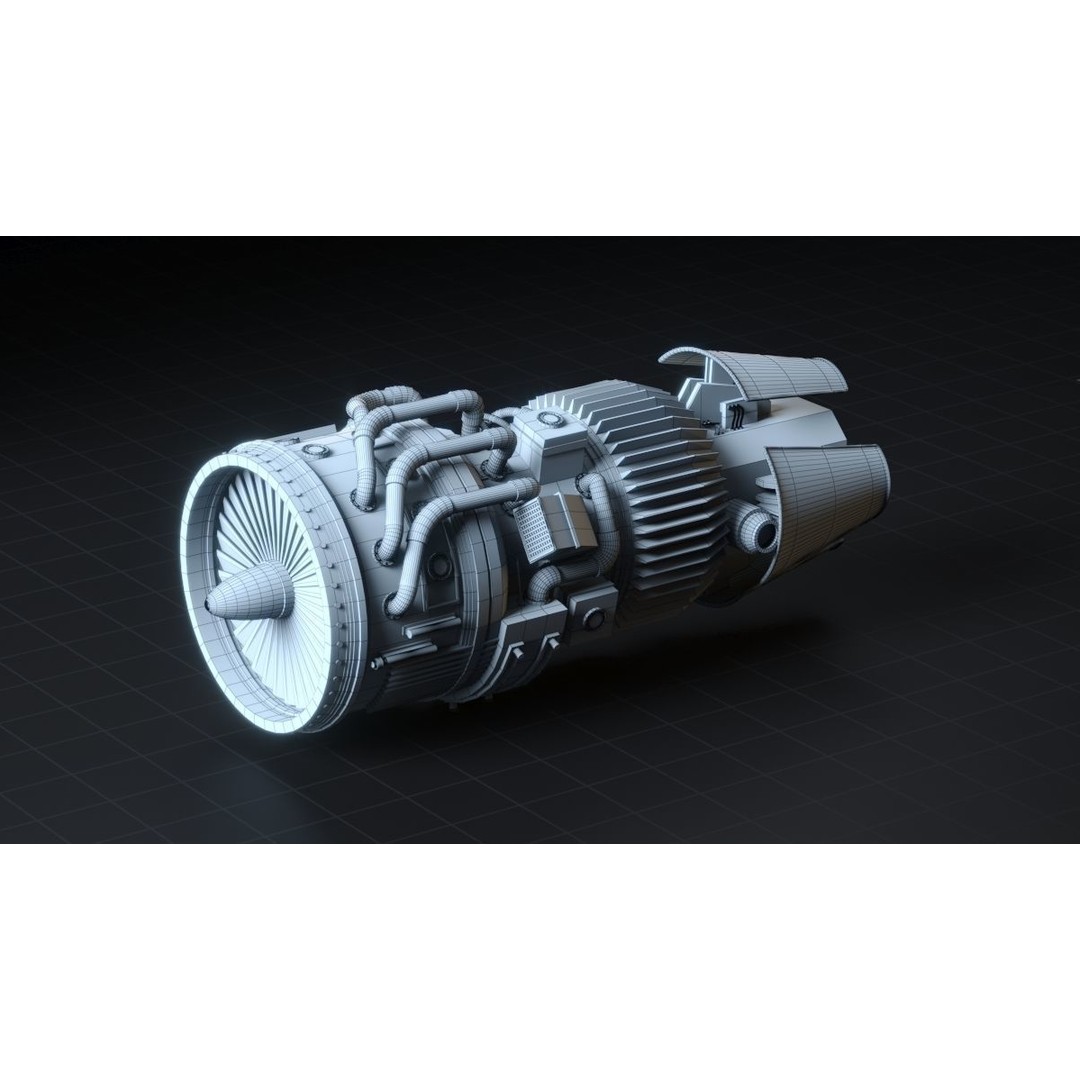 Sci-fi Engine 3D Model – High Poly PBR Asset, FBX, OBJ - View 7