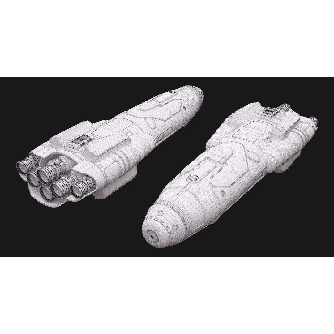 Sci-Fi Space Shuttle 3D Model – High Poly PBR Asset, FBX, Game Ready