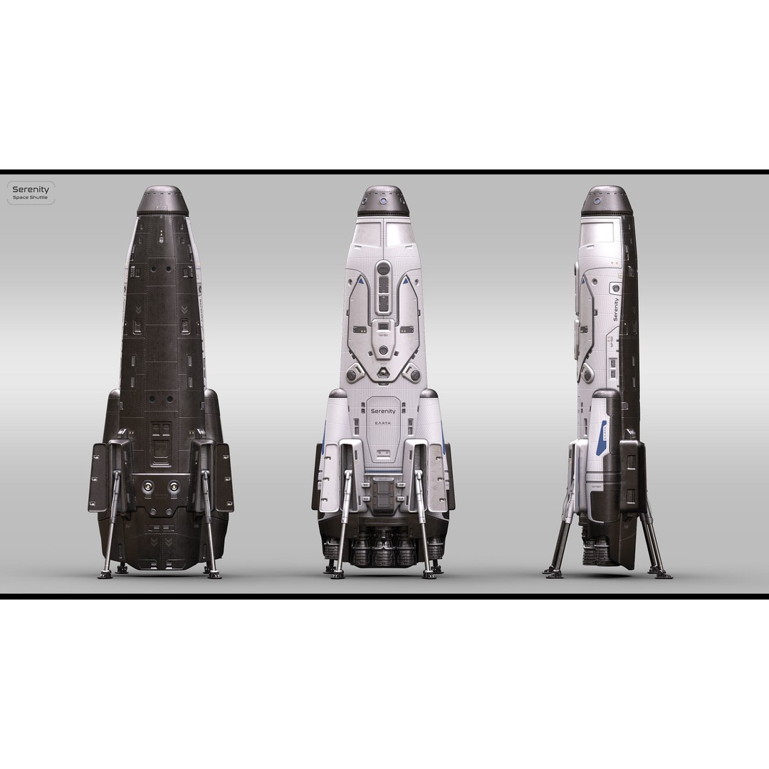 Sci-Fi Space Shuttle 3D Model – High Poly PBR Asset, FBX, Game Ready - View 4
