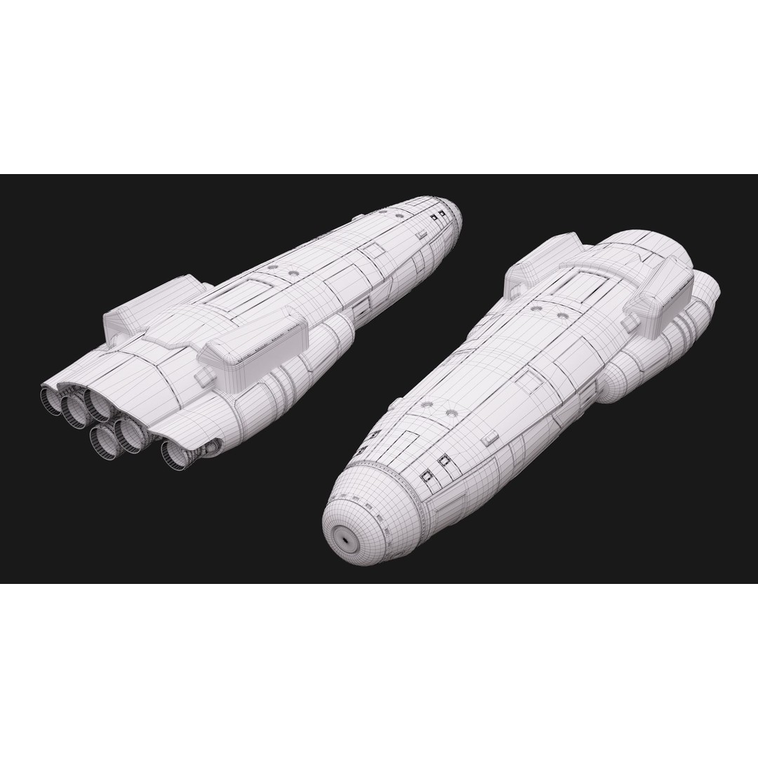 Sci-Fi Space Shuttle 3D Model – High Poly PBR Asset, FBX, Game Ready - View 7