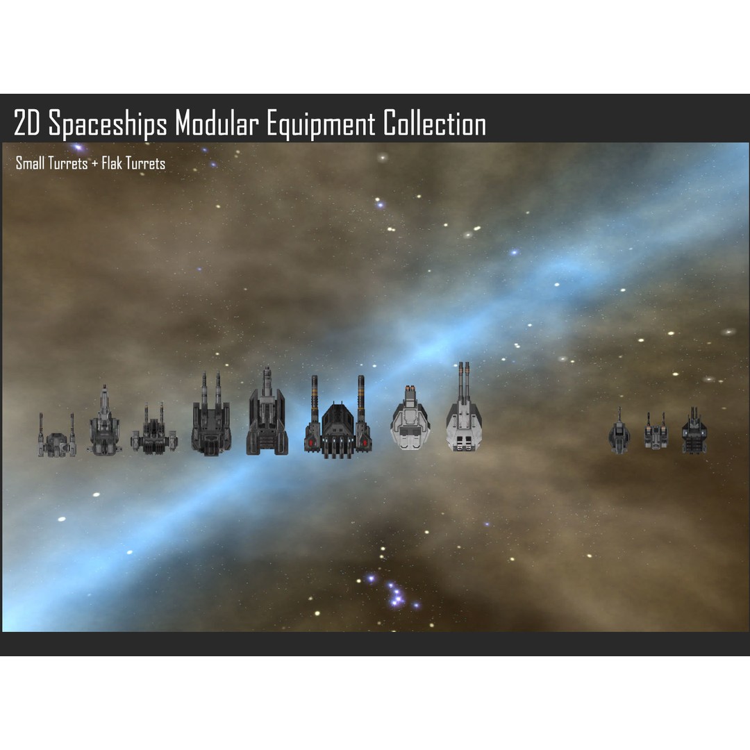 Modular Sci-Fi Spaceship Weapons Collection 3D Model – Textures for Games - View 3