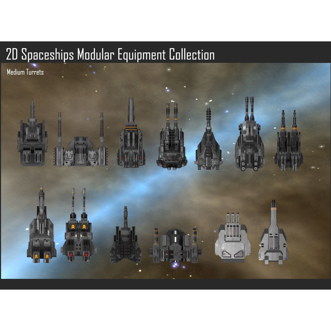 Modular Sci-Fi Spaceship Weapons Collection 3D Model – Textures for Games - View 4