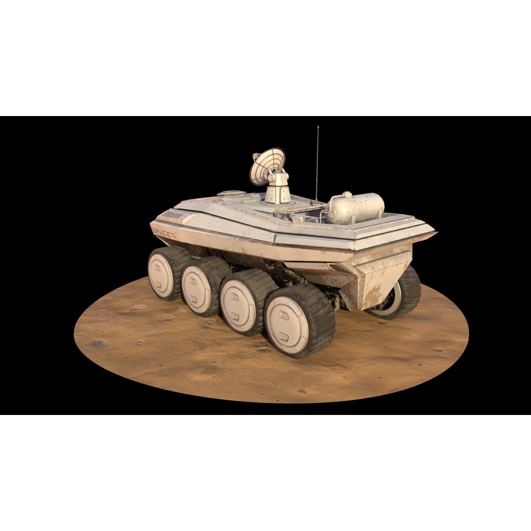 SpaceX Mars Rover 3D Model – Low Poly PBR Game Asset, FBX - View 12