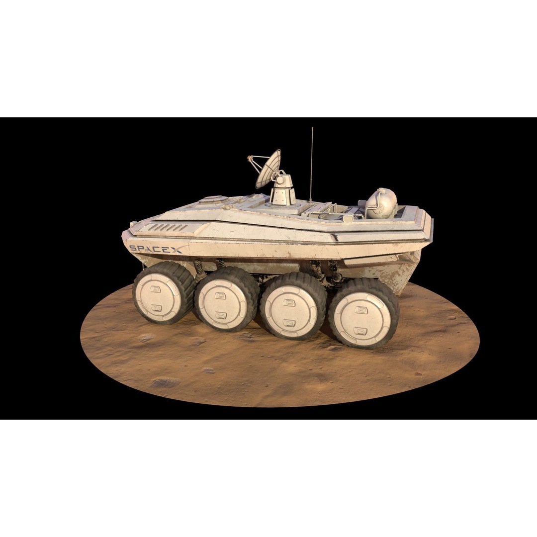 SpaceX Mars Rover 3D Model – Low Poly PBR Game Asset, FBX - View 13