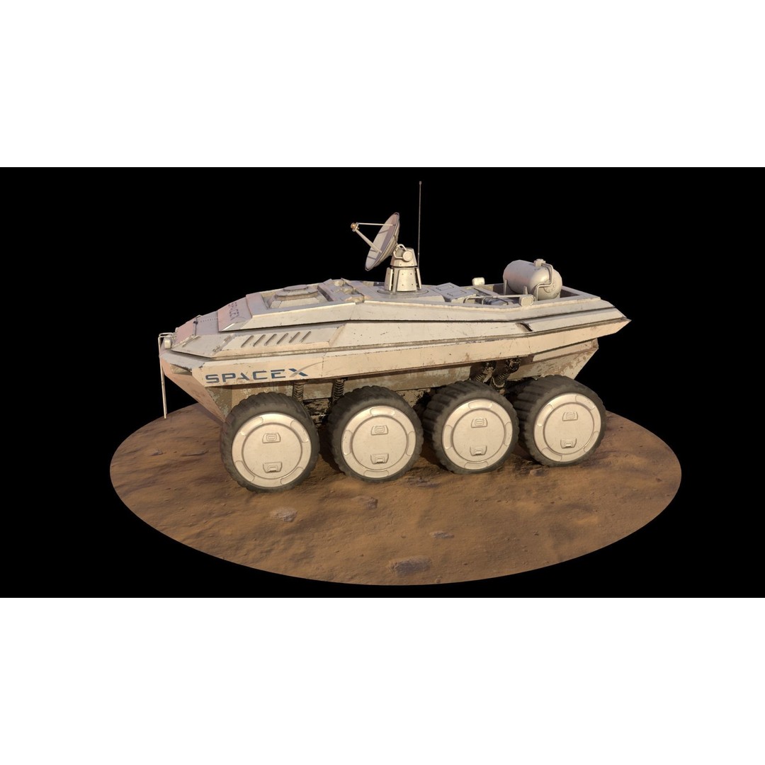 SpaceX Mars Rover 3D Model – Low Poly PBR Game Asset, FBX - View 14